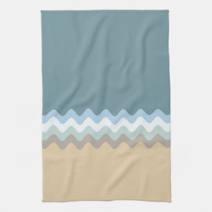 Linge De Cuisine Couleur Plage - Sable Brown clair Beige Turquoise 
