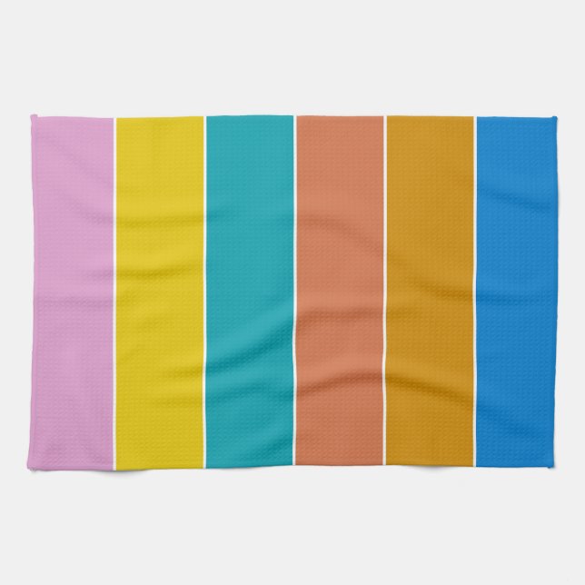 Linge De Cuisine Couleurs à rayures tropicales de Bonaire (Horizontal)