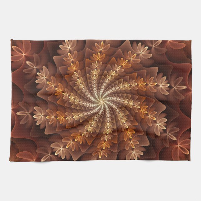 Linge De Cuisine Couleurs chaudes, Trippy Moderne Motif d'art fract (Horizontal)