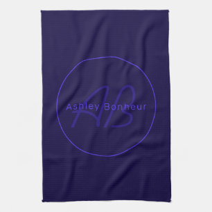 Linge De Cuisine Couleurs Deep Purple Modernes Nom et Monogramme
