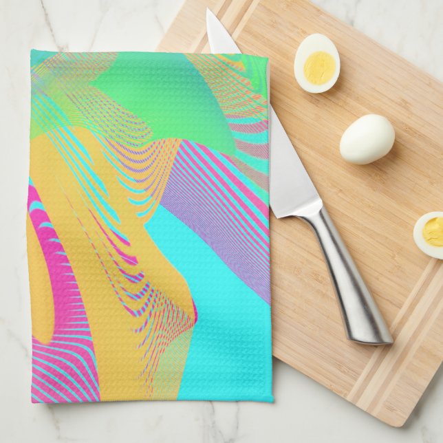 Linge De Cuisine COULEURS FLUO - Art Fractal - (Quart Plié)