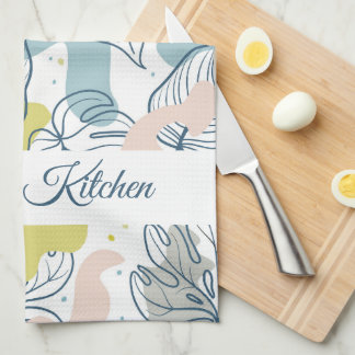 Linge De Cuisine Couleurs pastel Palm feuilles et formes organiques