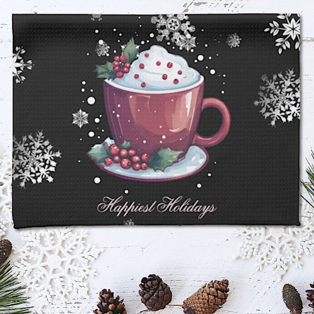 Linge De Cuisine Coupe de Noël de chocolat chaud (Christmas Cup of Hot Chocolate Kitchen Towel)