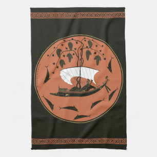 Linge De Cuisine Coupe Dionysus : Greek God on Ship w Vines & Dolph