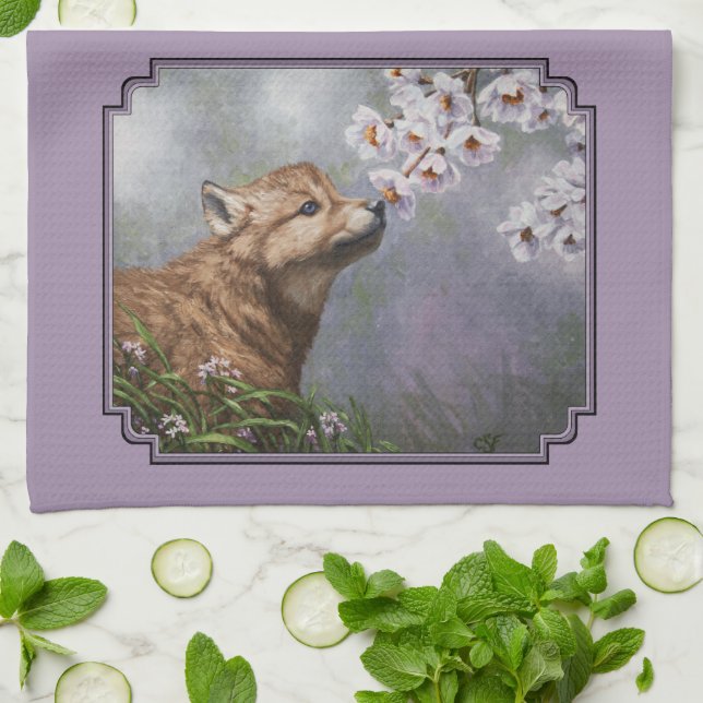 Linge De Cuisine Coupe et fleurs de loup gris mignonne pour bébé (Plié)