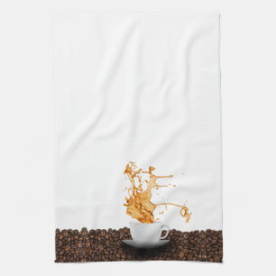 Linge De Cuisine Coupe Volante De Café Avec Splash