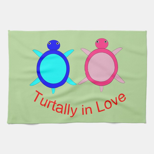 Linge De Cuisine Couple de tortue mignonne (Horizontal)