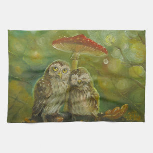 Linge De Cuisine Couples mignons de hibou sous le champignon