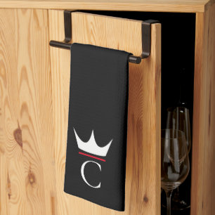 Linge De Cuisine Couronne Chef Monogramme Noir Blanc