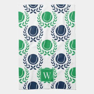 Linge De Cuisine Couronne de laurier de tennis preppy - Marine et v