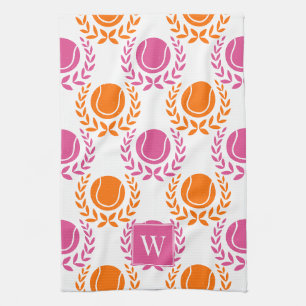 Linge De Cuisine Couronne de laurier de tennis preppy - Orange et r