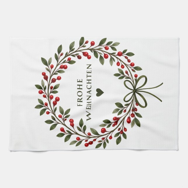 Linge De Cuisine Couronne de Noël- (Horizontal)