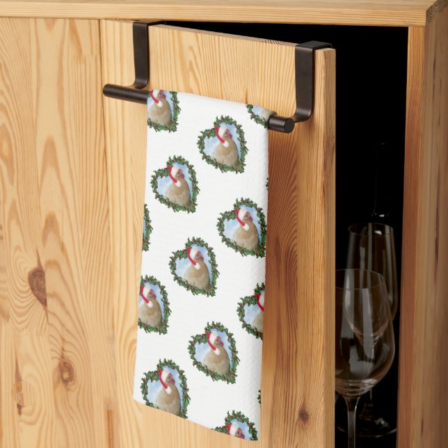Linge De Cuisine Couronne de Noël de poule Orpington Buff (Pliage en tiers)