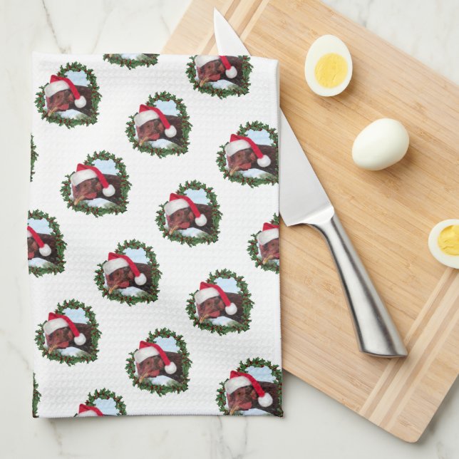 Linge De Cuisine Couronne de Noël de poulet Rhode Island Red (Quart Plié)