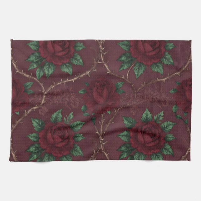 Linge De Cuisine Couronne de roses rouges et d'épines (Horizontal)