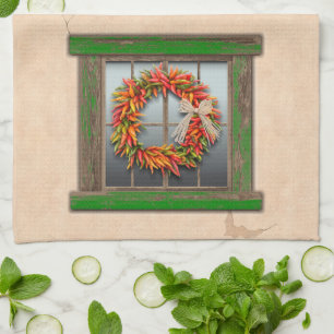 Linge De Cuisine Couronne du sud-ouest du Chili sur fenêtre en bois