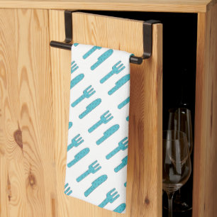 Linge De Cuisine Couteau et fourche tirés à la main