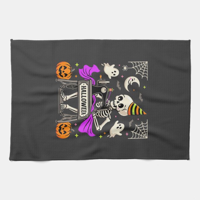 Linge De Cuisine Couture de squelette d'Halloween Fantôme Citrouill (Horizontal)