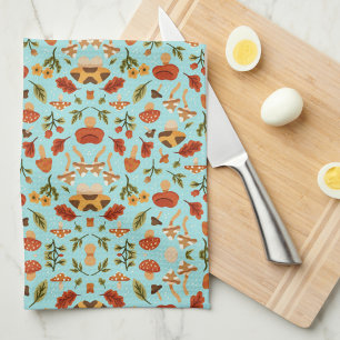 Linge De Cuisine Couverture à motif floral avec un fond bleu clair