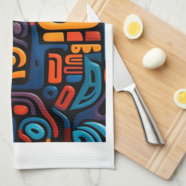 Linge De Cuisine Couverture abstraite d'art tribal (Quart Plié)