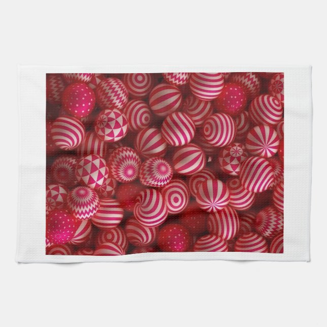 Linge De Cuisine Couverture aux ornements rayés roses (Horizontal)