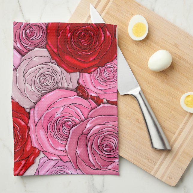 Linge De Cuisine Couverture des Roses (Quart Plié)
