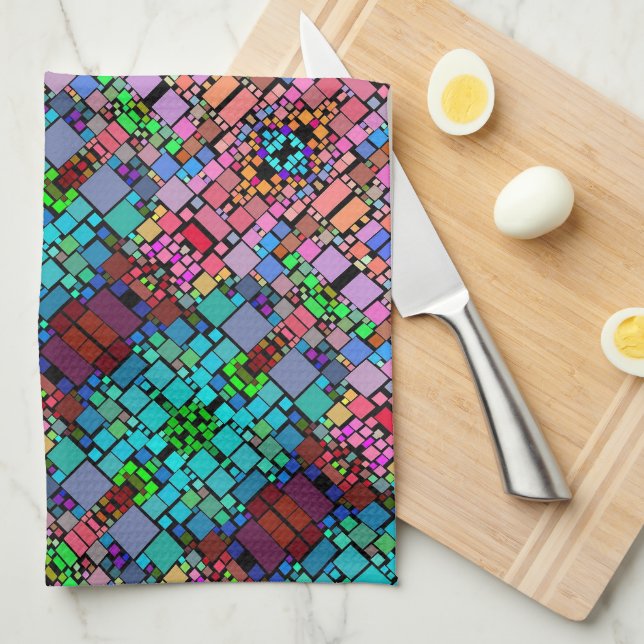 Linge De Cuisine Couverture Mosaïque Géométrique Colorée (Quart Plié)