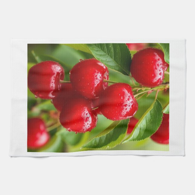 Linge De Cuisine Couverture Sherpa Cerises Rouges Fraîches (Horizontal)