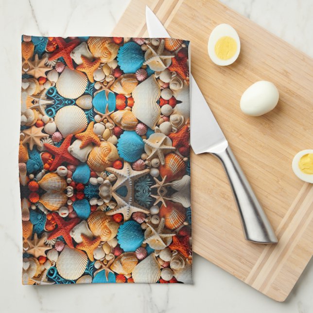 Linge De Cuisine Couverture Sherpa Mosaïque Coquillages (Quart Plié)