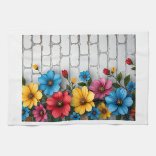 Linge De Cuisine Couverture Sherpa Mur de Briques Floral