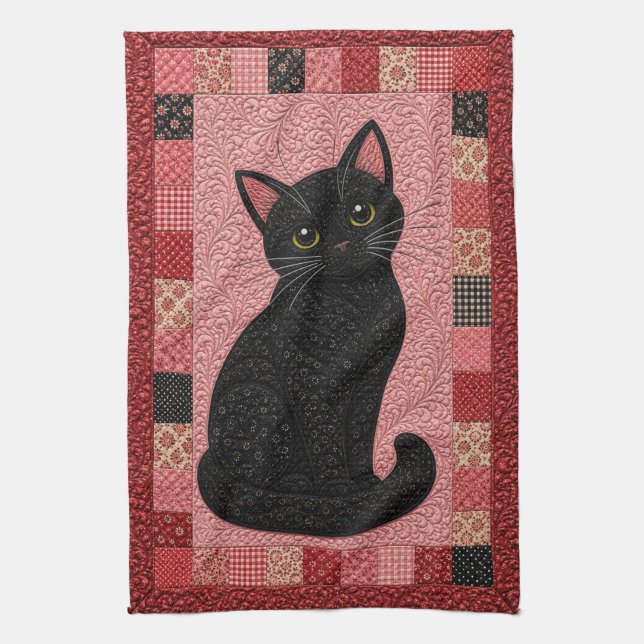Linge De Cuisine Couvre-lit Chat Noir  (Vertical)