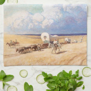 Linge De Cuisine Cow-boys western vintage, chariots bâchés par Wyet