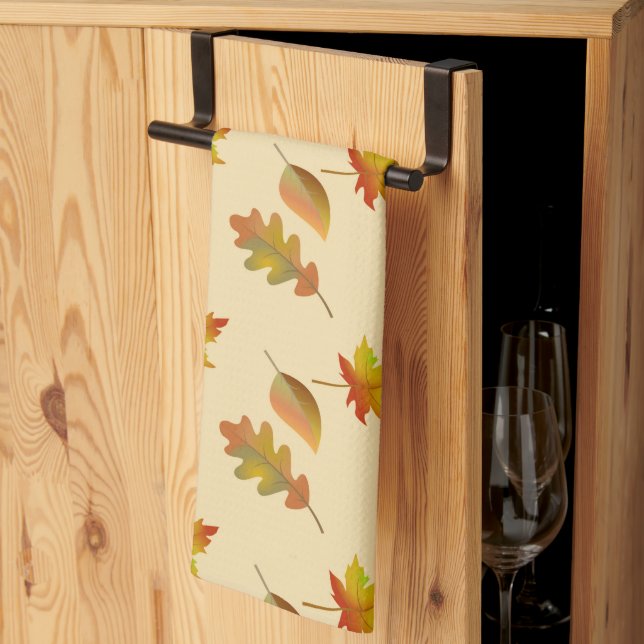 Linge De Cuisine Cozy autumn maple leaves oak leaves (Pliage en tiers)