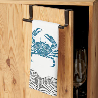 Linge De Cuisine Crabe mandala turquoise