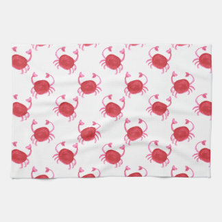 Linge De Cuisine crabe rouge aquarellé conception de la plage