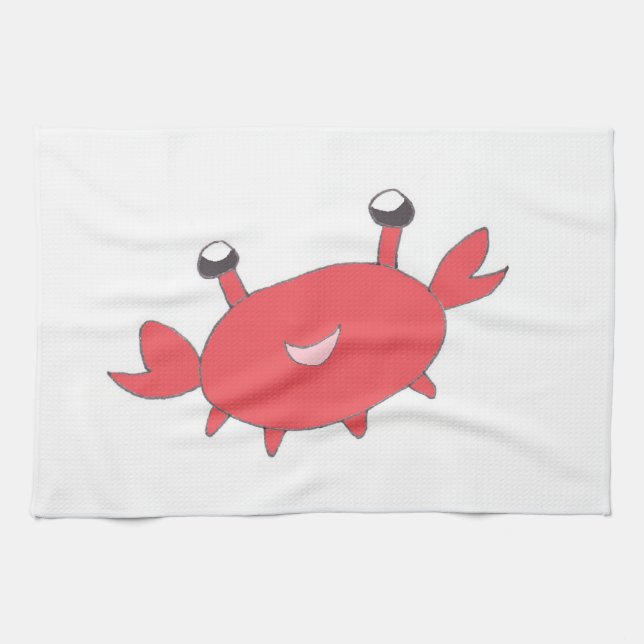 Linge De Cuisine Crabe rouge heureux mignon (Horizontal)
