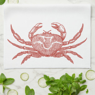 Linge De Cuisine Crabe rouge vintage de coupe de bois