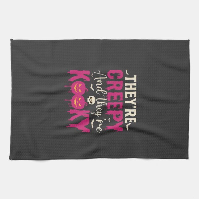 Linge De Cuisine Crâne de citrouille de Halloween design effrayant_ (Horizontal)