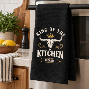 Linge De Cuisine Crâne de Longhorn occidental rustique nom personna