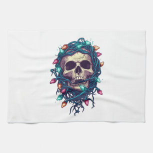 Linge De Cuisine Crâne emmêlé de Skullmas - Squelette de Noël drôle