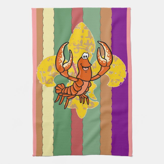 Linge De Cuisine Crawfish Fleur De Lis (Vertical)