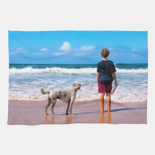 Linge De Cuisine Create Your Own Photo Kitchen Towel with Pet (Horizontal)