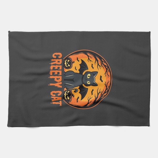 Linge De Cuisine Création graphique de chat effrayant Halloween cha (Horizontal)