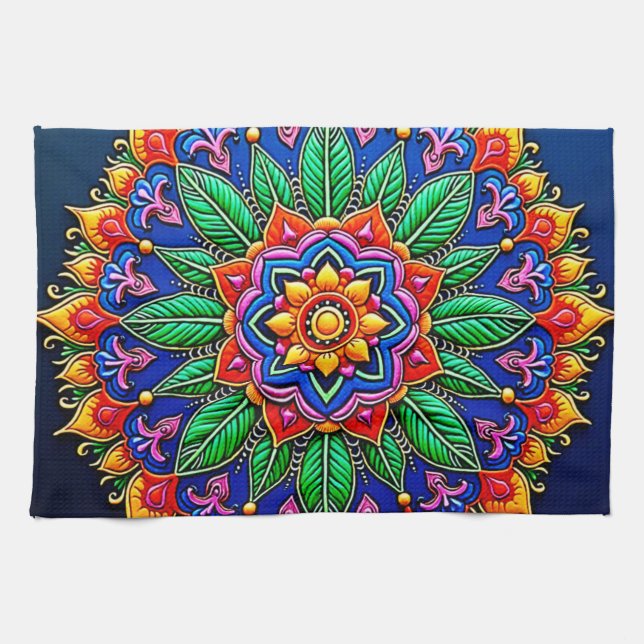 Linge De Cuisine Création vibrante de mandalas (Horizontal)