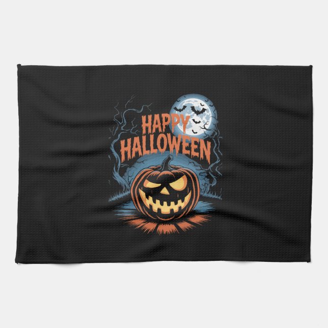 Linge De Cuisine Creepy Jack O� Lantern Halloween (Horizontal)