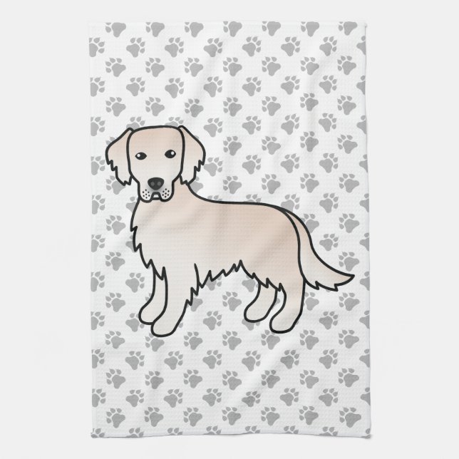 Linge De Cuisine Crème anglaise Golden Retriever Cartoon Chien & Pw (Vertical)