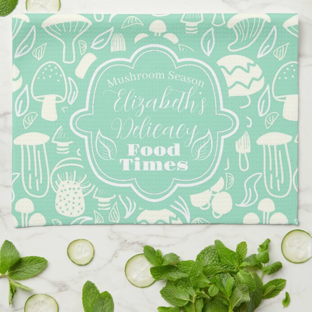 Linge De Cuisine Crème Aqua Champignon (Plié)