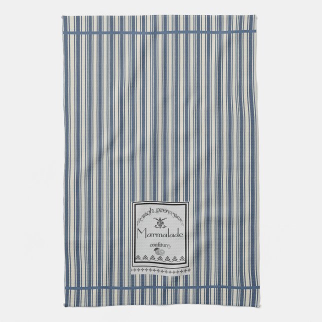 Linge De Cuisine Crème Bleue Bleue Style Français Stripes Marmalade (Vertical)