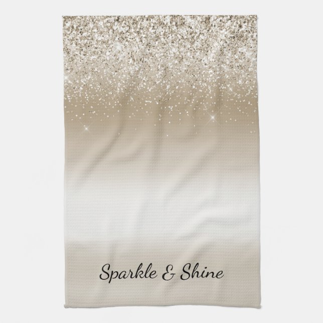 Linge De Cuisine Crème Or Paillettes Luxueuses Mariage (Vertical)