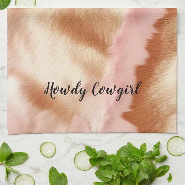 Linge De Cuisine Crème rose Tan Southwest Cowgirl Cowhide (Plié)